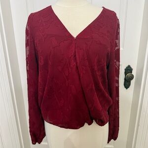 Sugarlips Deep Red Floral Blouse